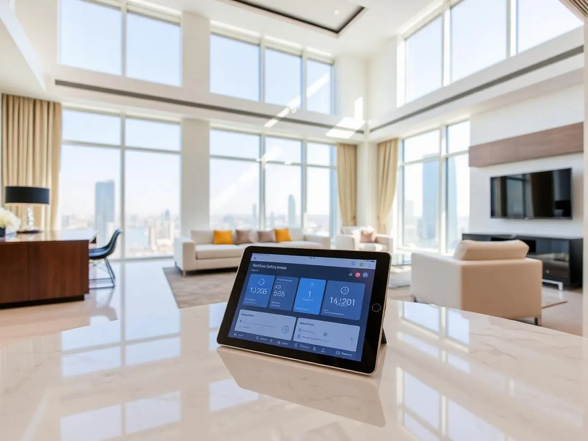 Luxury smart apartment in Dubai with an automation dashboard